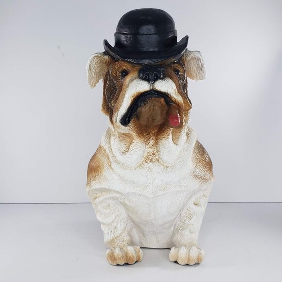 Universal Statuary Bulldog Statue With Cigar & Bowler Hat 1995 Resin - Picture 8 of 8